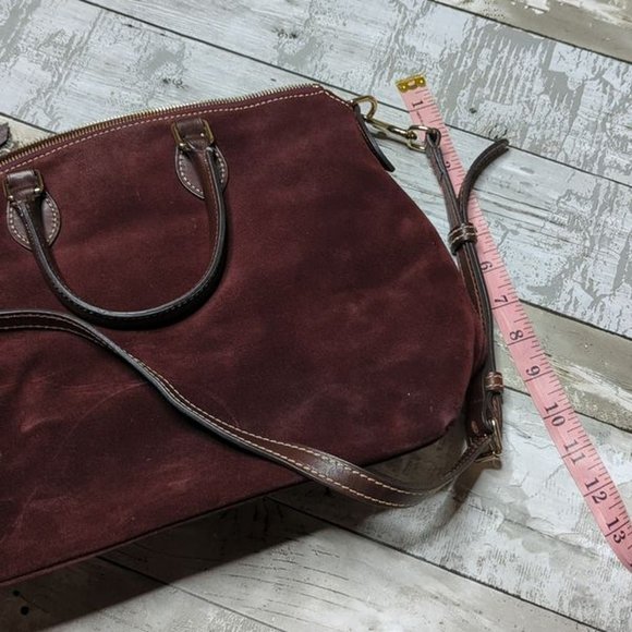 Dooney & Bourke Suede Wine Dillen Double Pocket Satchel - Picture 8 of 10